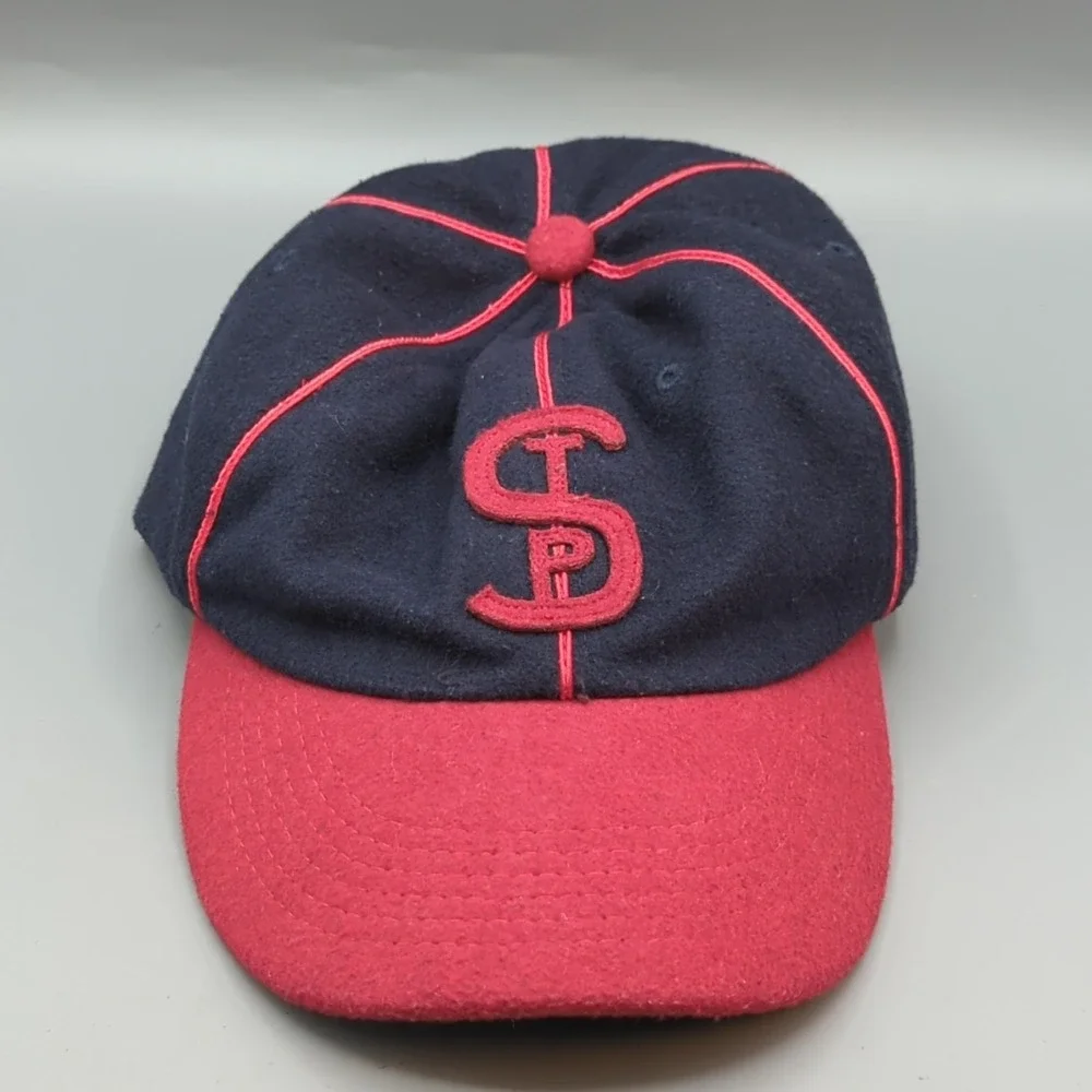 The Ville St Paul Saints Baseball Snapback 100% Wool Hat Cap Navy Blue/Red